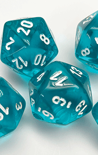 D12 - Clear Teal  Dice Sets of 5