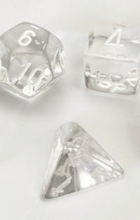 Platonic solids Dice Set - Crystal Icy Clear Set of 5
